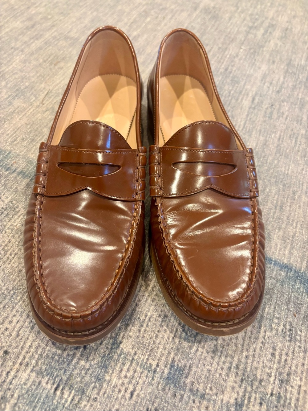 J.Crew Winona Penny Loafers in Italian Spazzolato Leather | Cognac | Sz 11